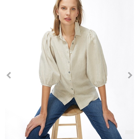 Chicos Linen Billow Sleeve Shirt L - Picture 1 of 8